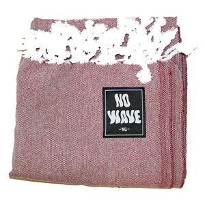 The new 'MARS' Surf Towel (in Merlot Red color) by No Wave NC is a classic.  Built using the traditional Turkish hand loom method which results in uber soft, lightweight, packable, absorbent, quick drying and durable towels!  Made using 100% natural cotton fibers and ink; eco-friendly and biodegradable.